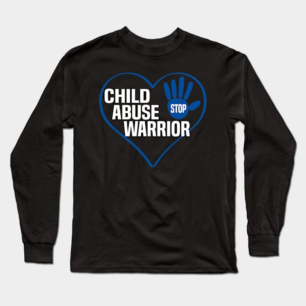 Child Abuse Awareness Warrior Blue Heart Long Sleeve T-Shirt by Uniqueify